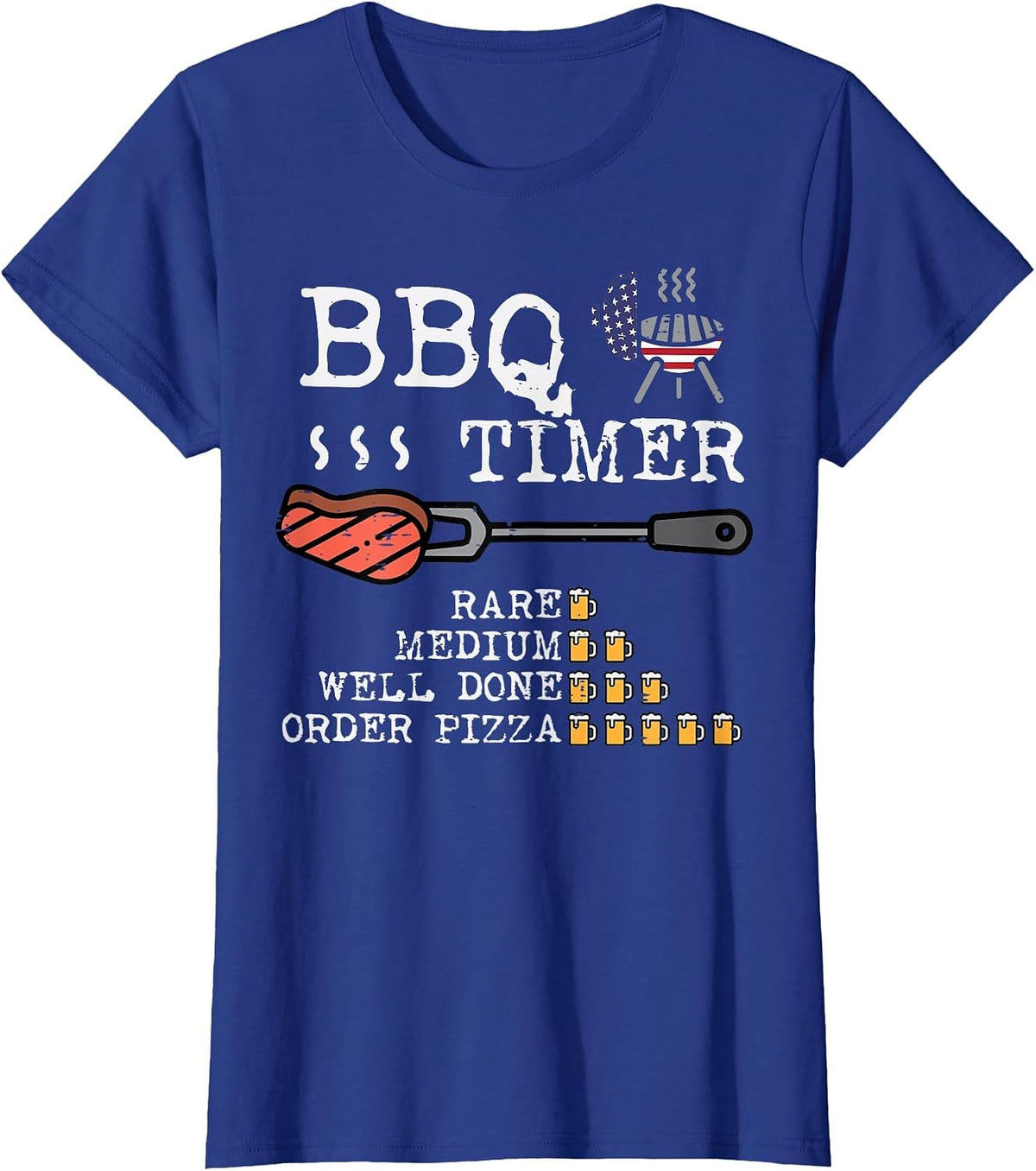 BBQ Timer Flag Funny Barbecue Grill 4th July Dad Grandpa Men T-Shirt - Royal Blue