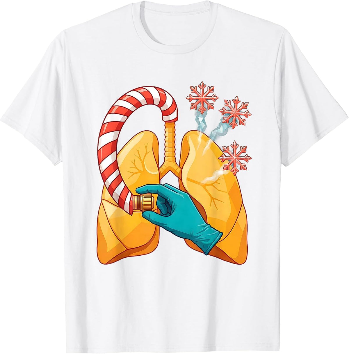 Men's Candy Cane Breathing Circuit Respiratory Therapist Christmas T-Shirt - White
