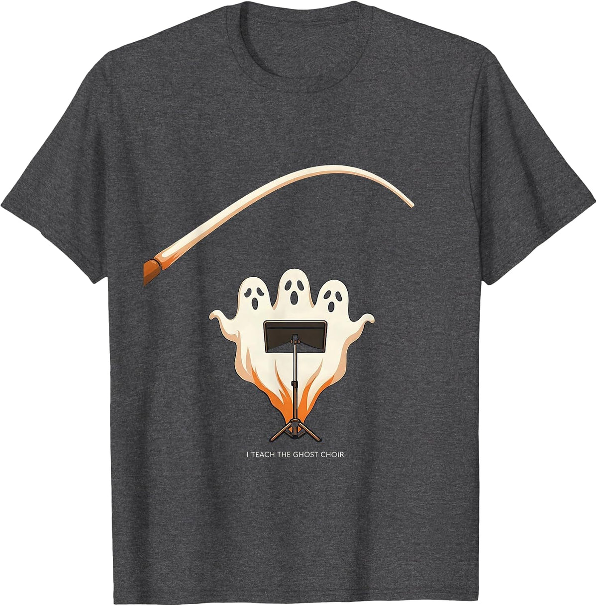 I Teach The Ghost Choir Funny Music Teacher Halloween Ghost T-Shirt - Dark Heather Grey