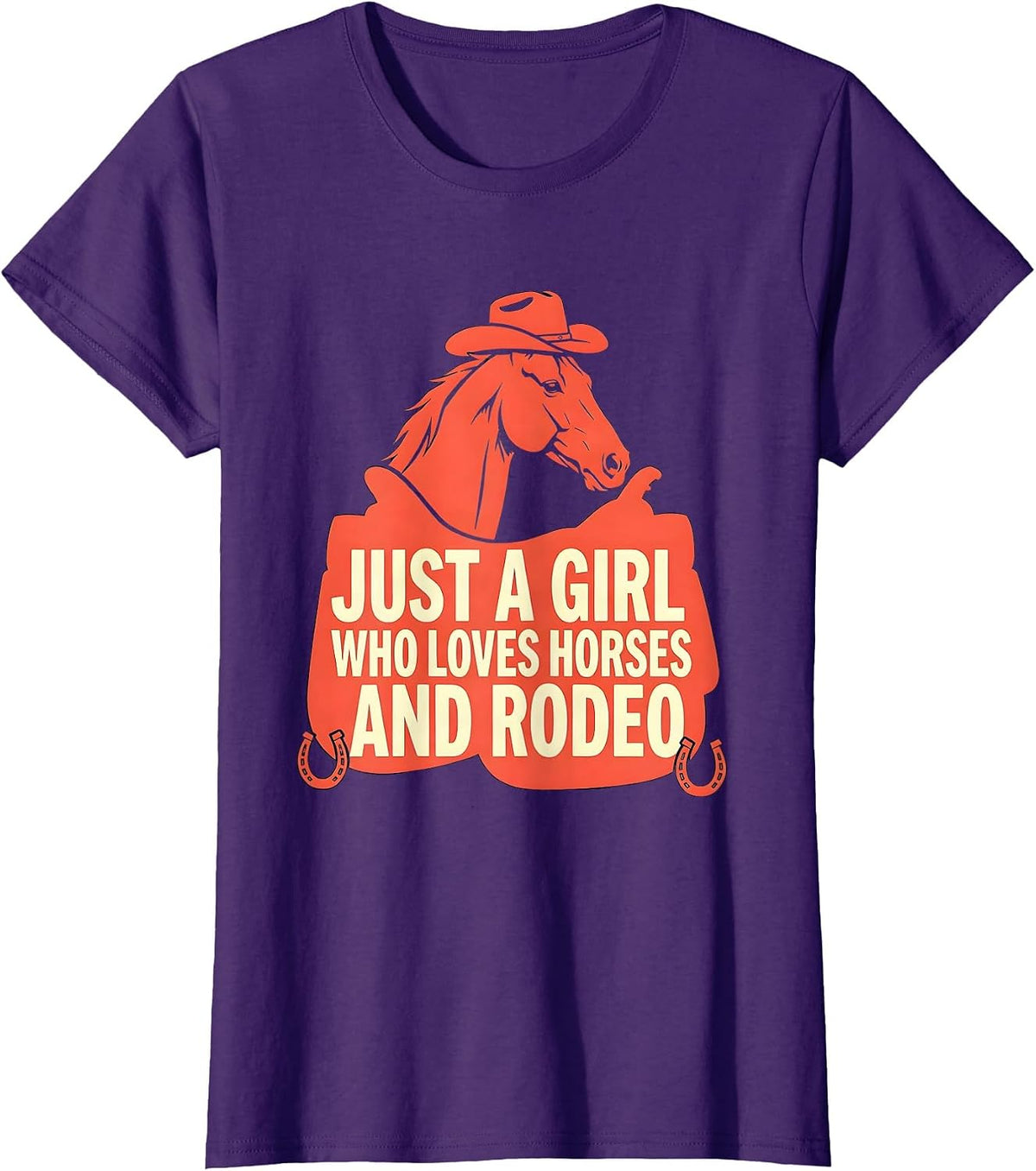 Women's Just A Girl Who Loves Horses And Rodeo Funny Cowgirl Western T-Shirt - Purple