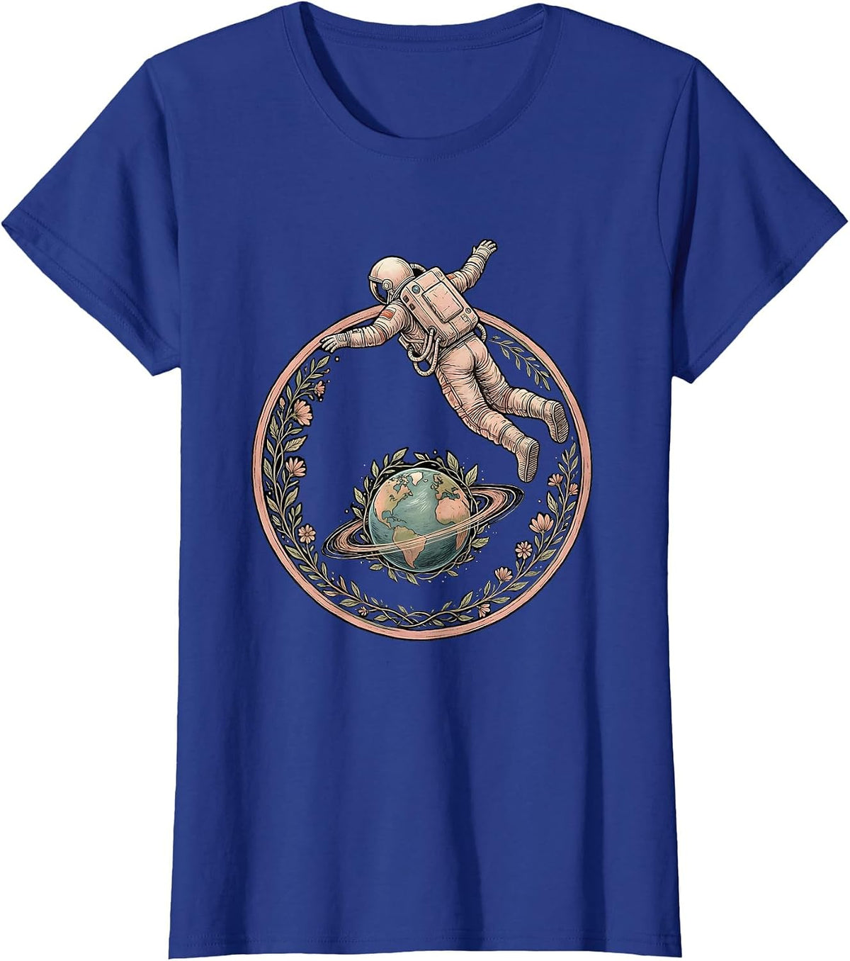 Women's Autism Astronaut Floating Above Colorful Planet T-Shirt - Royal Blue