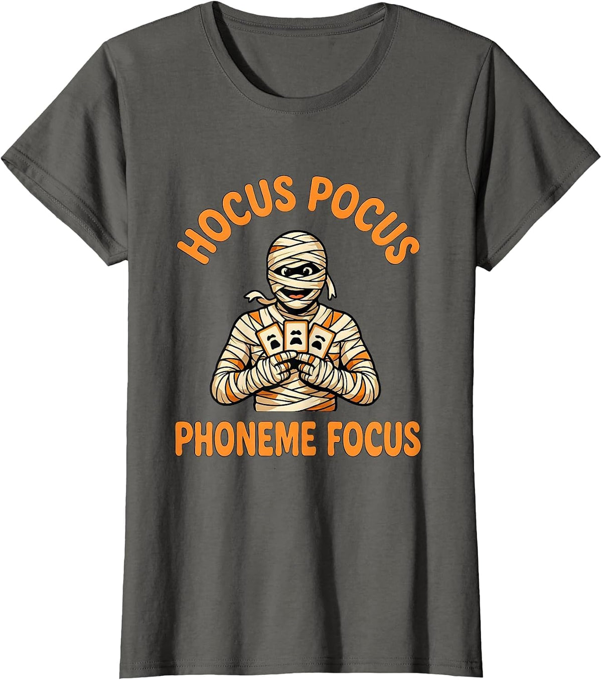 Women's Hocus Pocus Phoneme Focus Funny Speech Therapy SLP Teacher T-Shirt - Asphalt Grey