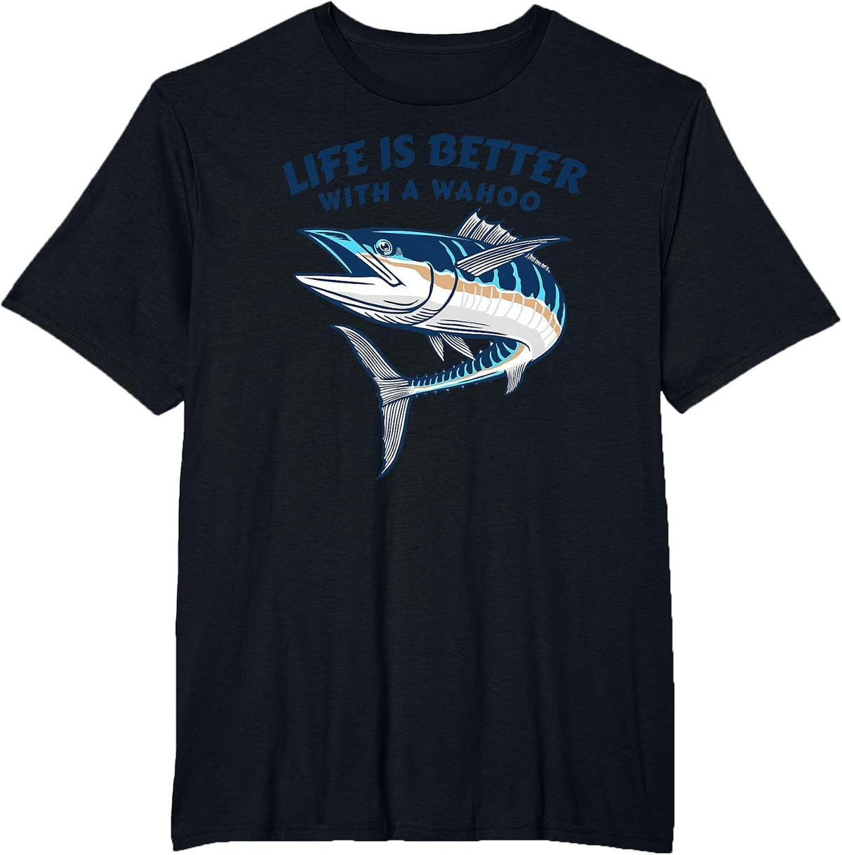 Life is Better with A Wahoo Funny Salt Water Fishing T-Shirt - Black