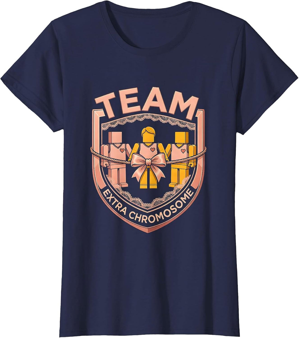 Women's Team Extra Chromosome Uplifting Down Syndrome Awareness T-Shirt - Navy Blue