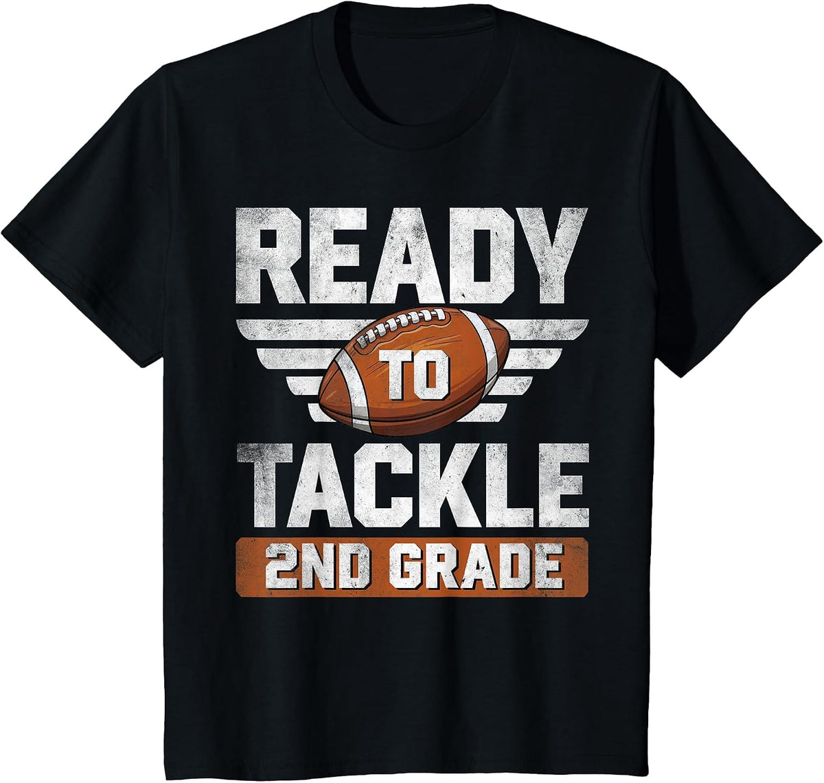 Ready to Tackle 2nd Grade Football Back to School Boys Kids T-Shirt - Black