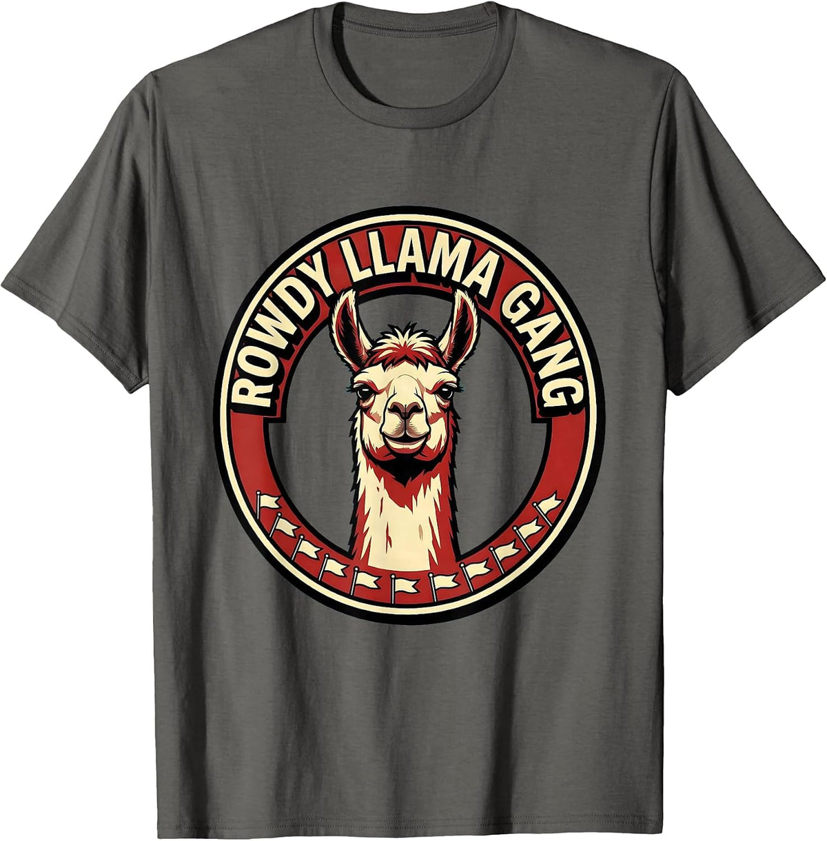 Rowdy Llama Gang Funny Llama Lover Novelty Gift T-Shirt - Asphalt Grey