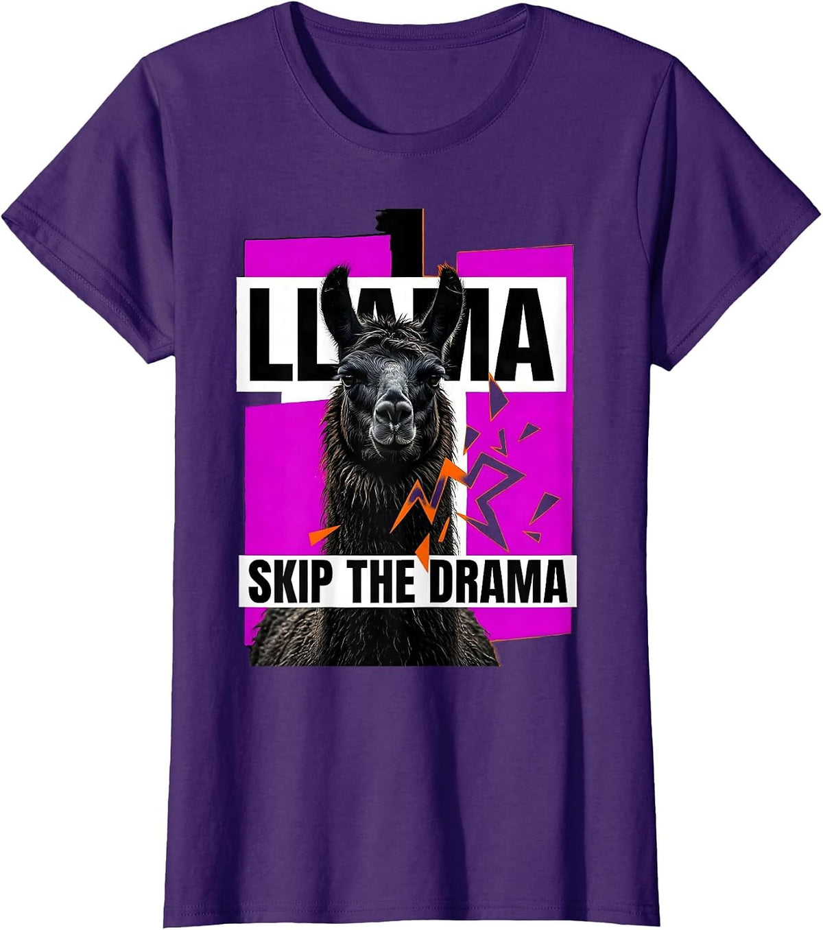 Women's Llama Skip The Drama Funny Llama Alpaca Lover Gift T-Shirt - Purple