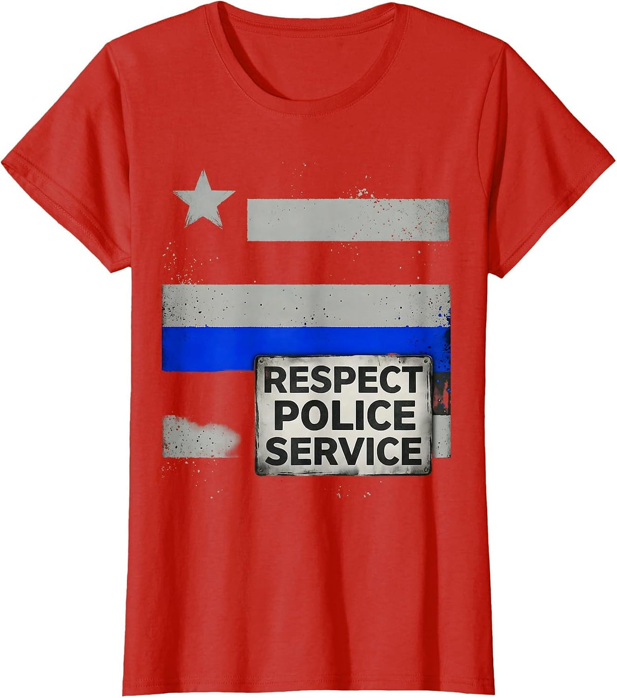 Respect Police Service Vintage Thin Blue Line Law T-Shirt - Red