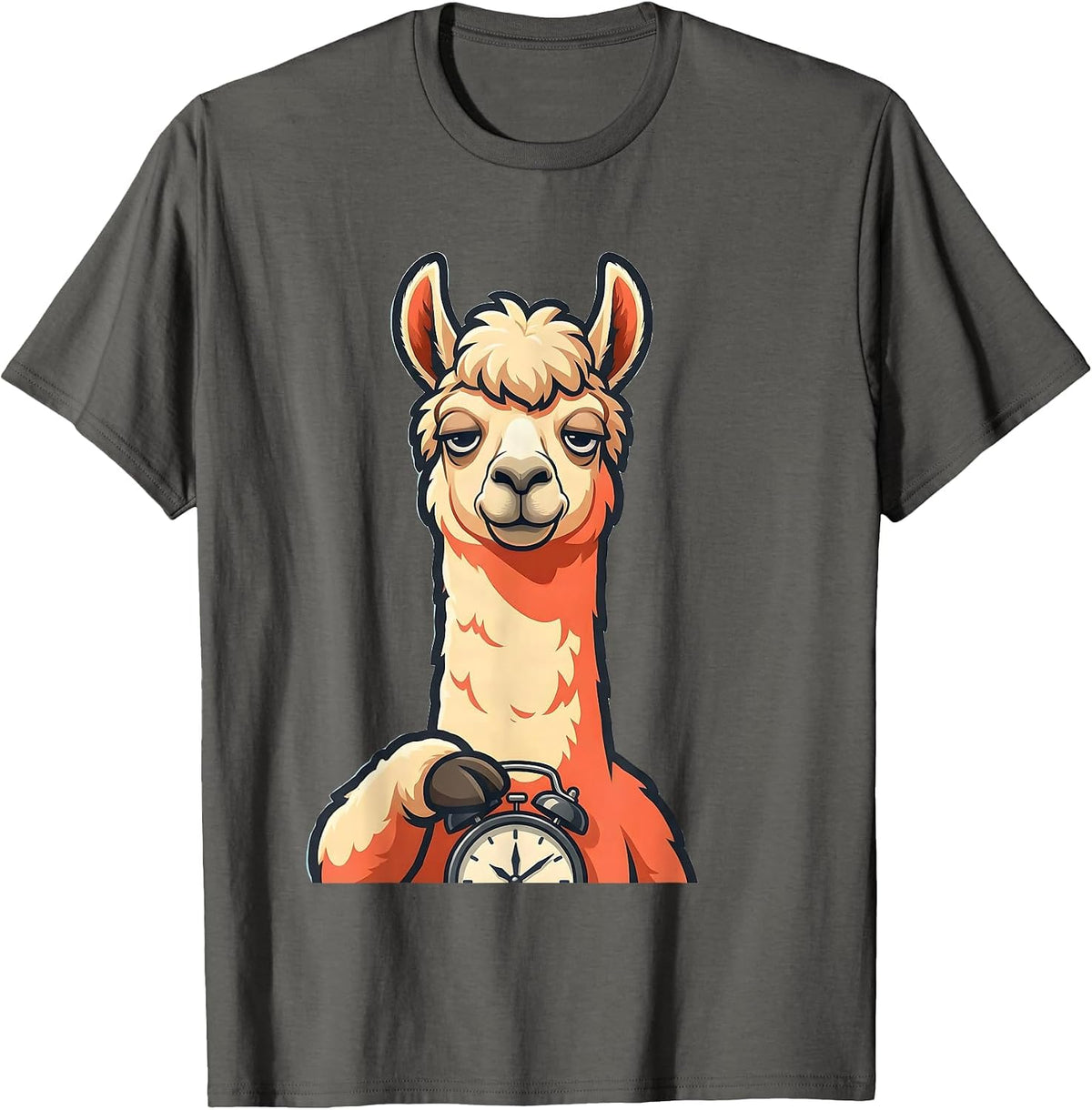 Llama Mascot Funny Alpaca Humor Casual Gift T-Shirt - Asphalt Grey