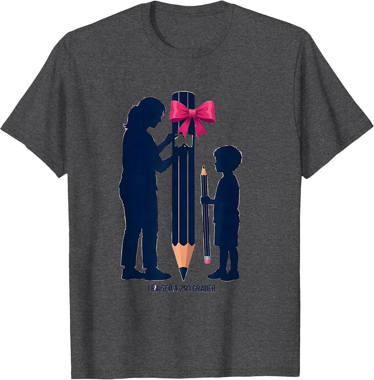 I Raised A 2nd Grader Playful Back To School Girl First Day T-Shirt - Dark Heather Grey