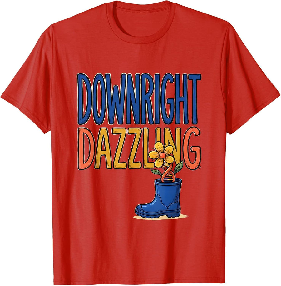 Men's Downright Dazzling Whimsical Down Syndrome Awareness Support T-Shirt - Red