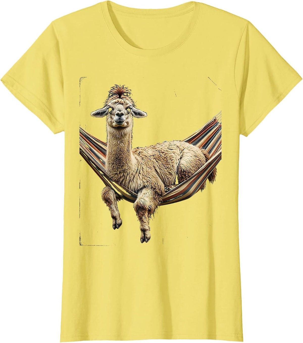 Vintage Llama Lounging Funny Llama Humor T-Shirt - Lemon Yellow
