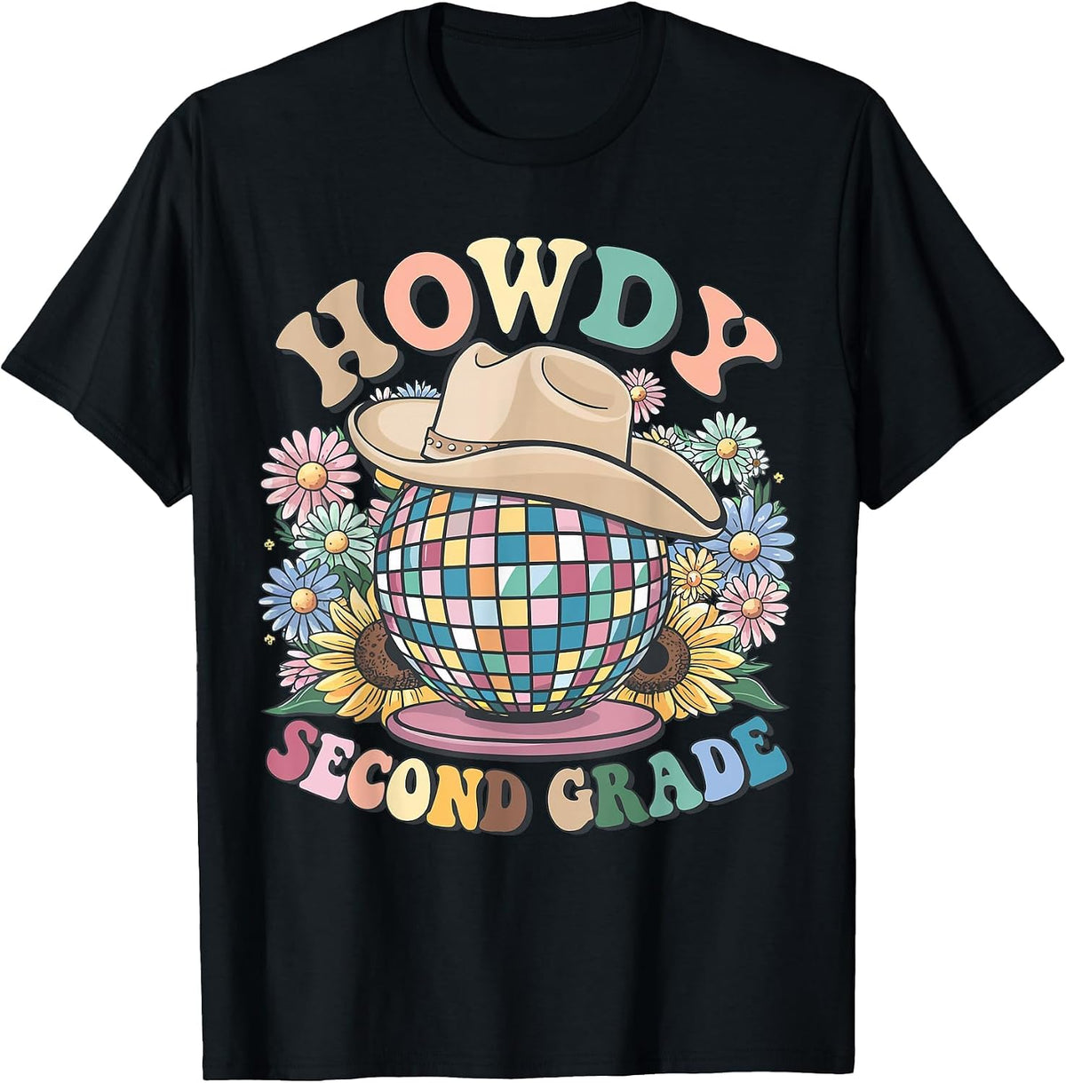 Howdy Second Grade Cowgirl Western 2nd Grade Back to School T-Shirt - Black
