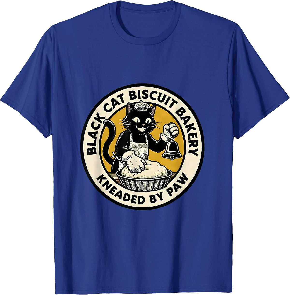 Black Cat Biscuit Bakery Kneaded By Paw Cat Lover T-Shirt - Royal Blue