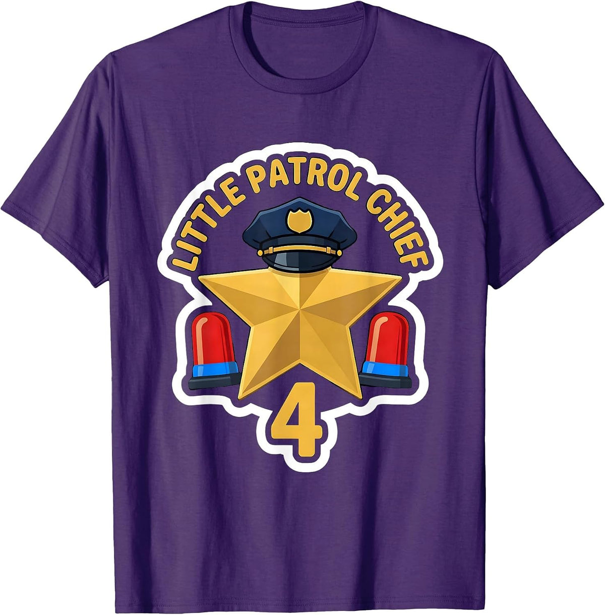 Little Patrol Chief Age 4 Kids Future Police Officer T-Shirt - Purple