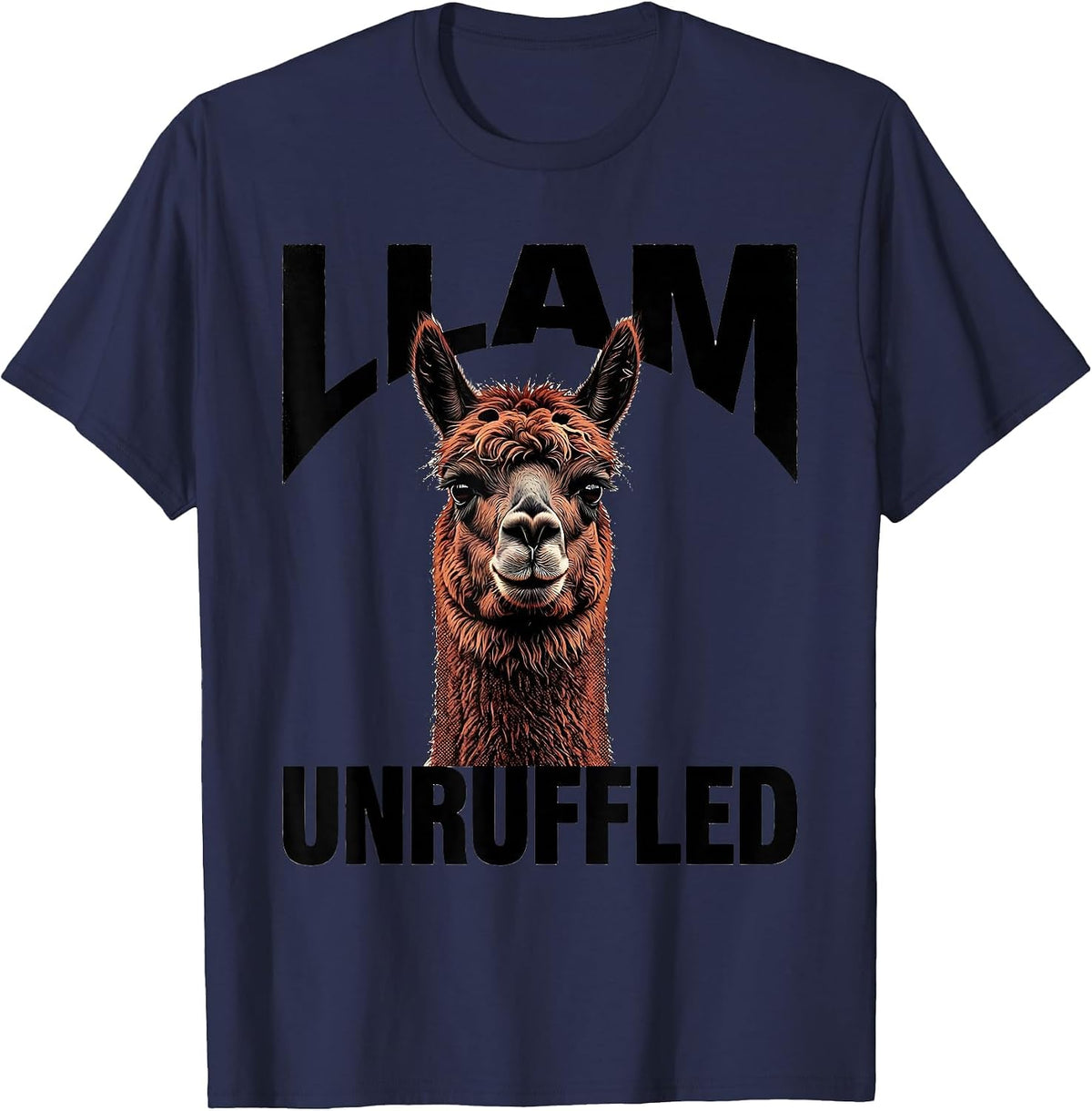 Men's Llam Unruffled Funny Llama Alpaca Lover Gift T-Shirt - Navy Blue