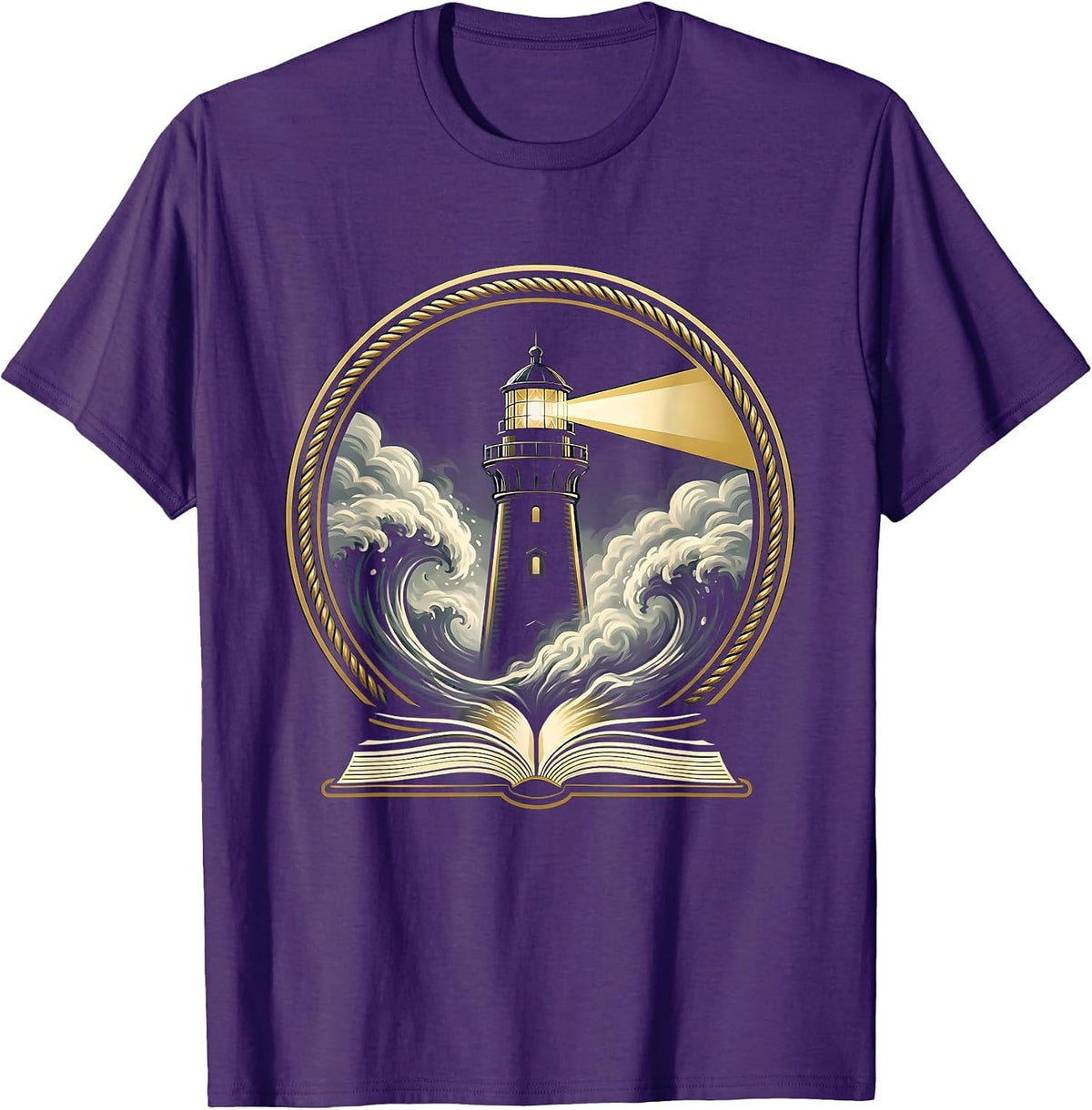 Men's Dyslexia Awareness Lighthouse Through Stormy Fog T-Shirt - Purple