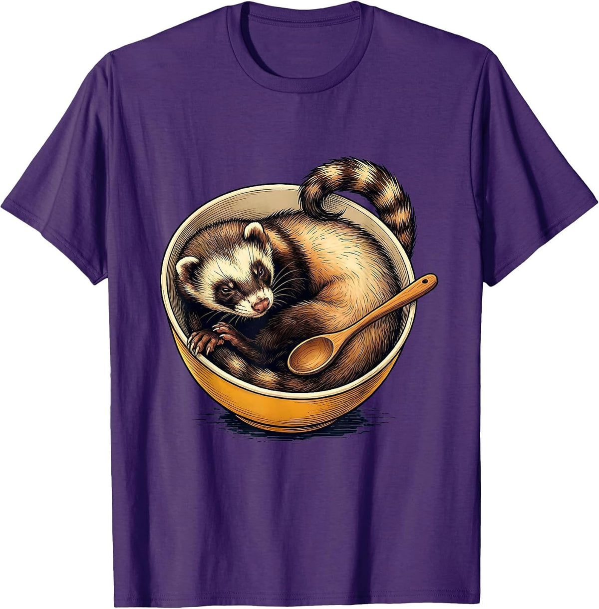 Masked Ferret Sleepy Kitchen Humor Ferret Lover Gift T-Shirt - Purple