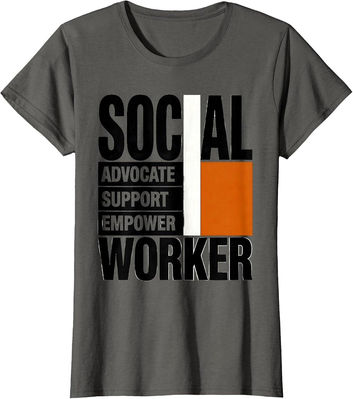 Women's Advocate Support Empower Social Worker Brutalist Graphic T-Shirt - Asphalt Grey