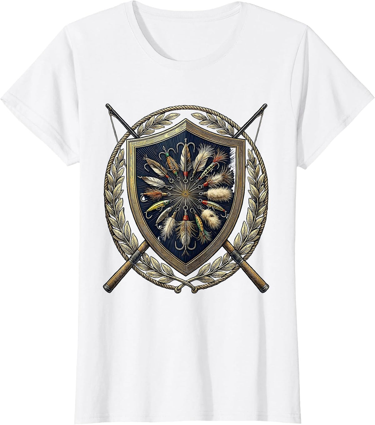 Women's Colorful Fly Fishing Lures Graphic Tee T-Shirt - White