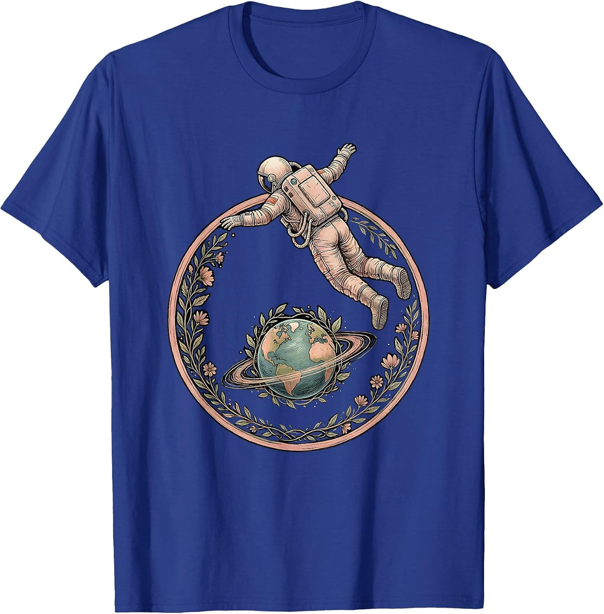Men's Autism Astronaut Floating Above Colorful Planet T-Shirt - Royal Blue