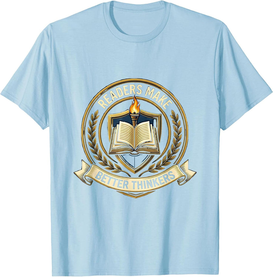 Men's Readers Make Better Thinkers Book Lover Design T-Shirt - Baby Blue