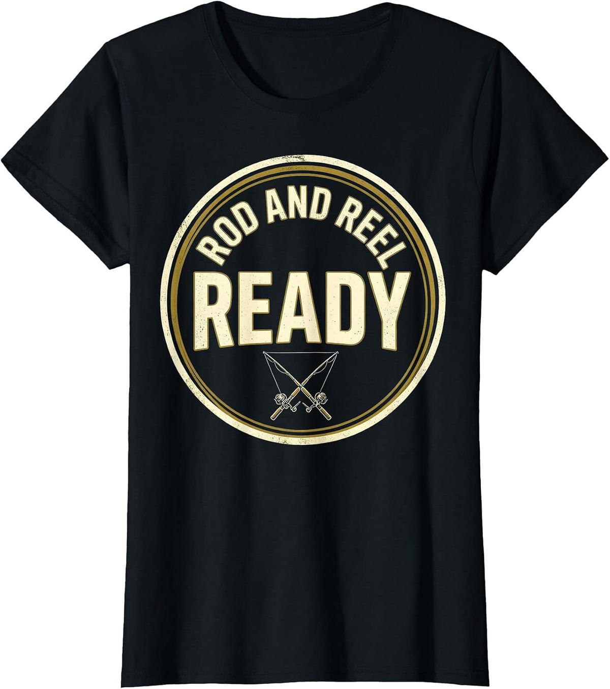 Rod and Reel Ready Fishing Long Sleeve Design T-Shirt - Black