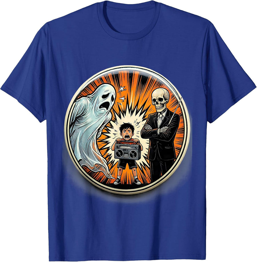 Sealed Ghost Comic Music Teacher Halloween Humor T-Shirt - Royal Blue