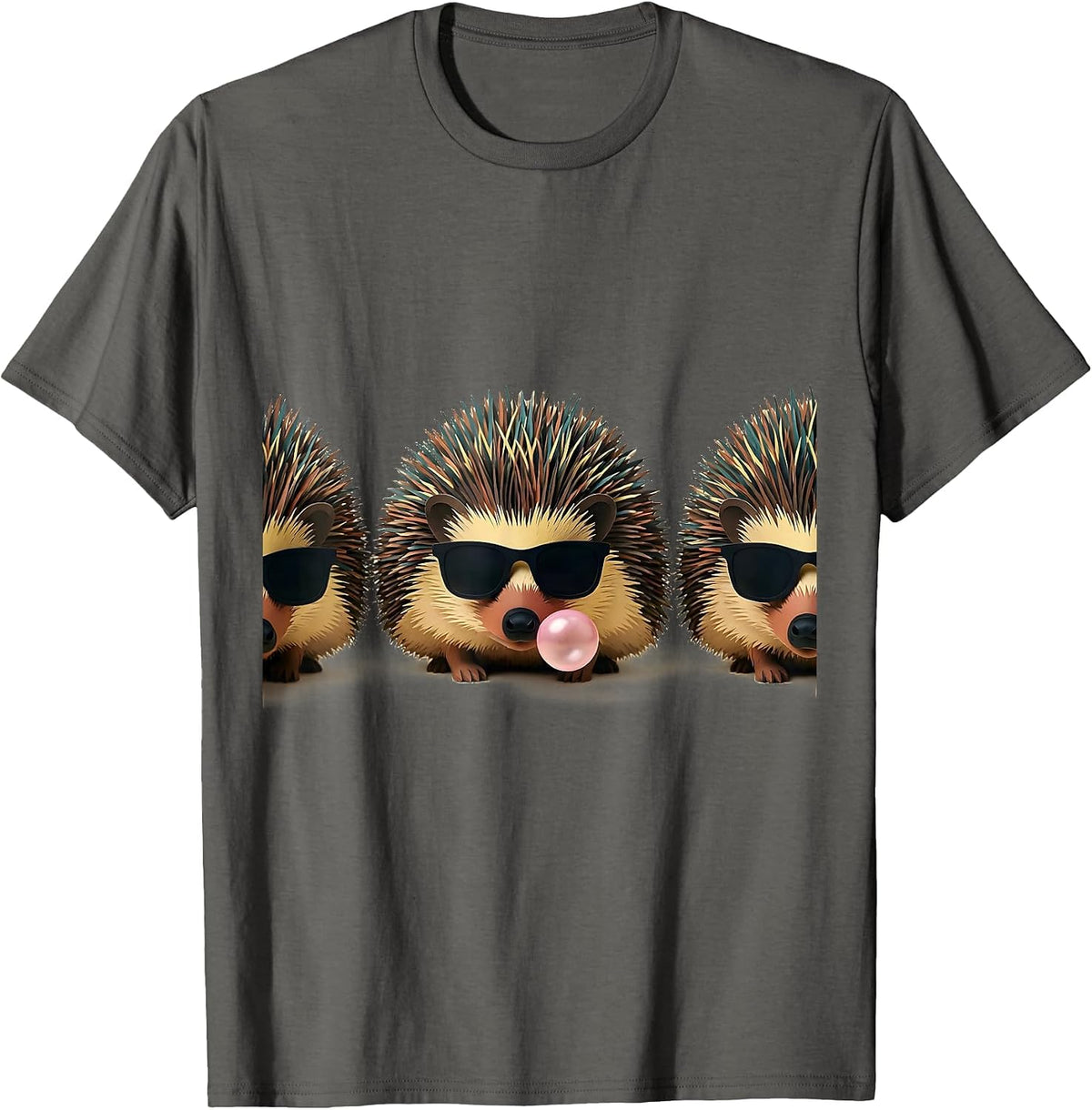 Men's Hedgehog Sunglasses Paper Cutout Funny Animal Lover T-Shirt - Asphalt Grey