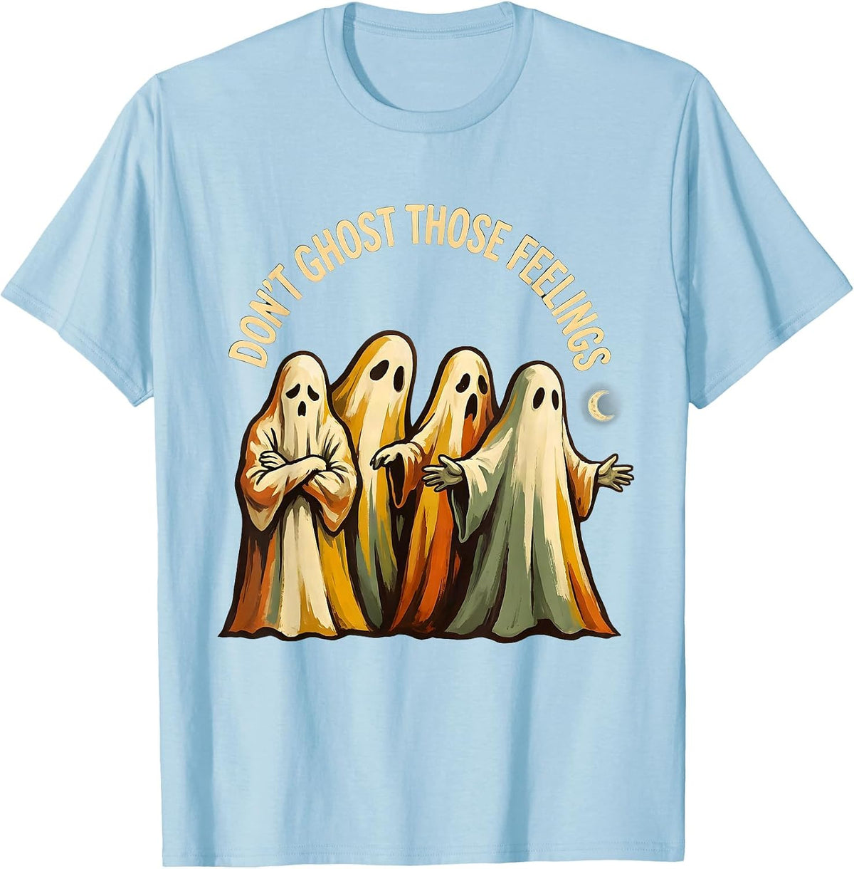 Men's Don't Ghost Those Feelings Halloween Mental Health Counselor T-Shirt - Baby Blue