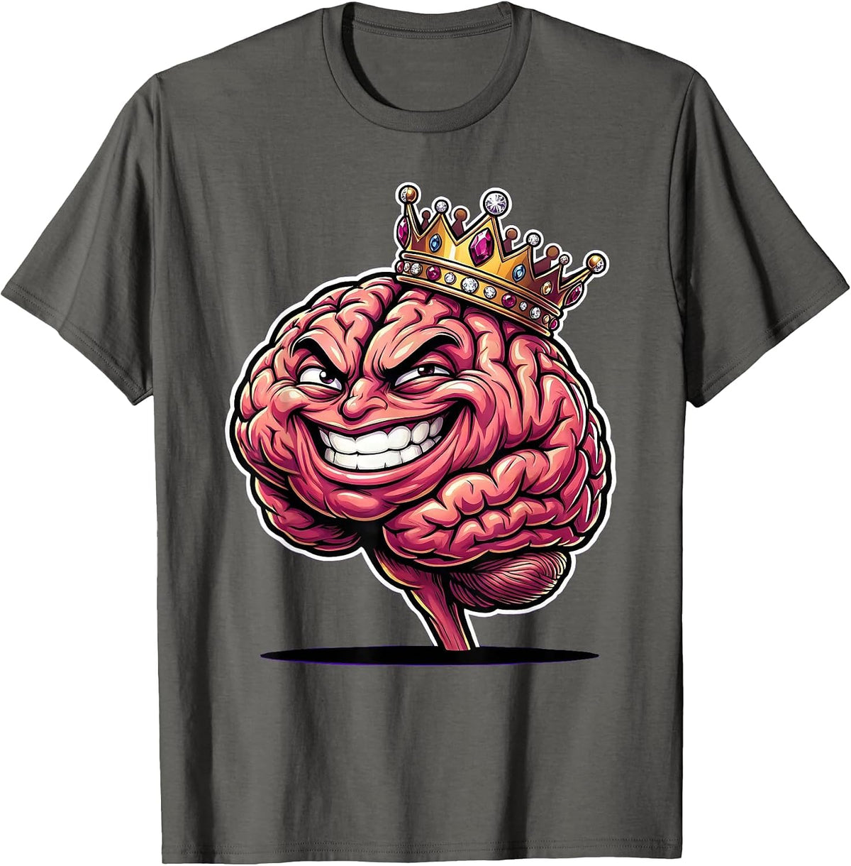 Men's Rizz Em With The Tism Glowing Crown Brain T-Shirt - Asphalt Grey