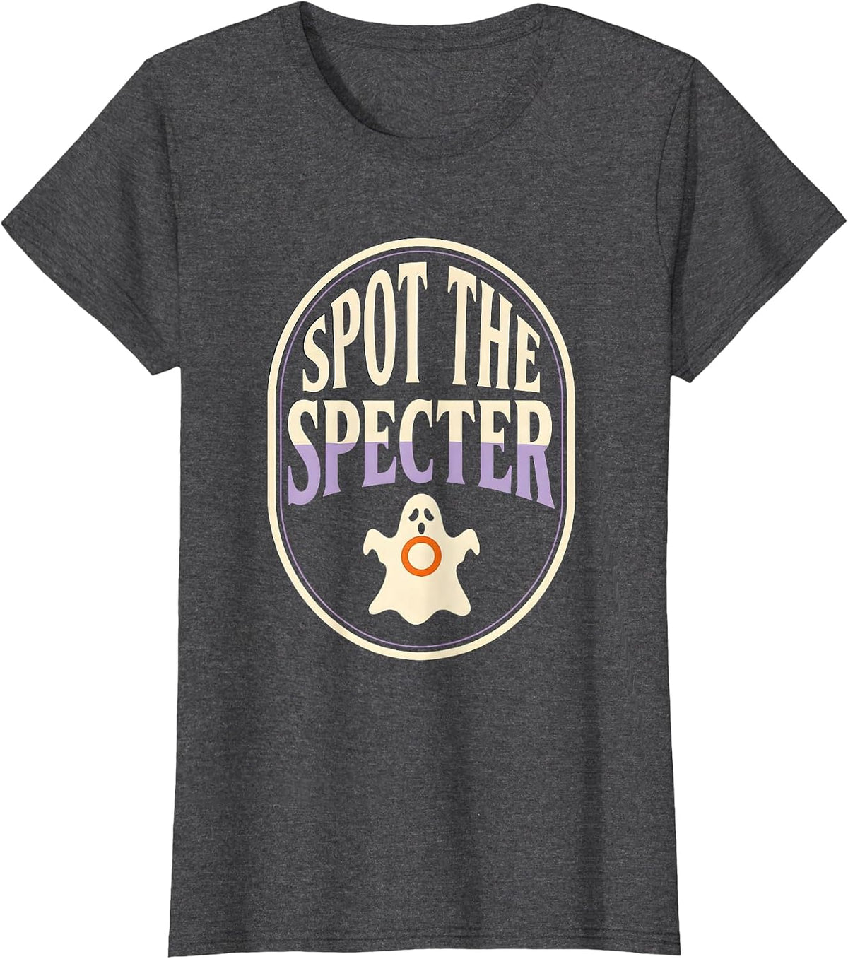 Women's Spot The Specter Vintage Halloween Dermatology Esthetician T-Shirt - Dark Heather Grey