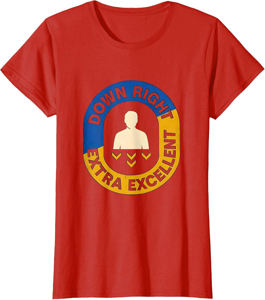 Women's Down Right Extra Excellent Heartfelt Down Syndrome Awareness T-Shirt - Red