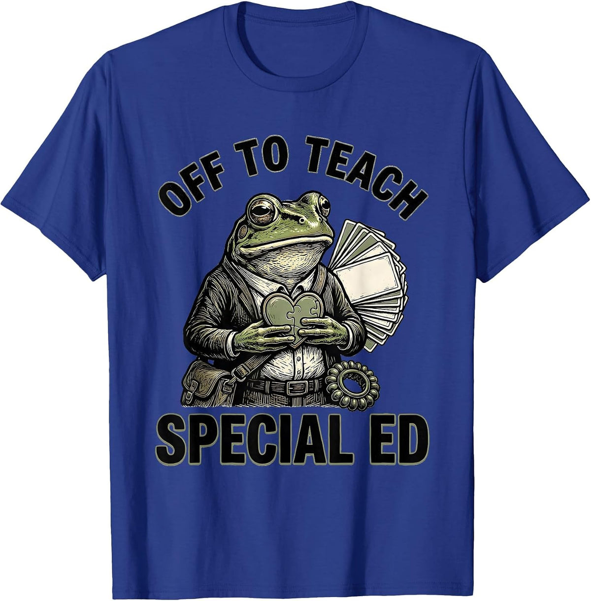 Men's Off To Teach Special Ed Funny Teacher Frog Back To School T-Shirt - Royal Blue
