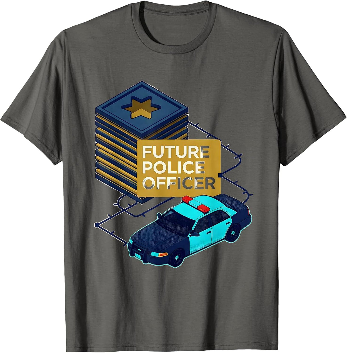 Men's Future Police Officer Playful Kids Role Identity Birthday T-Shirt - Asphalt Grey