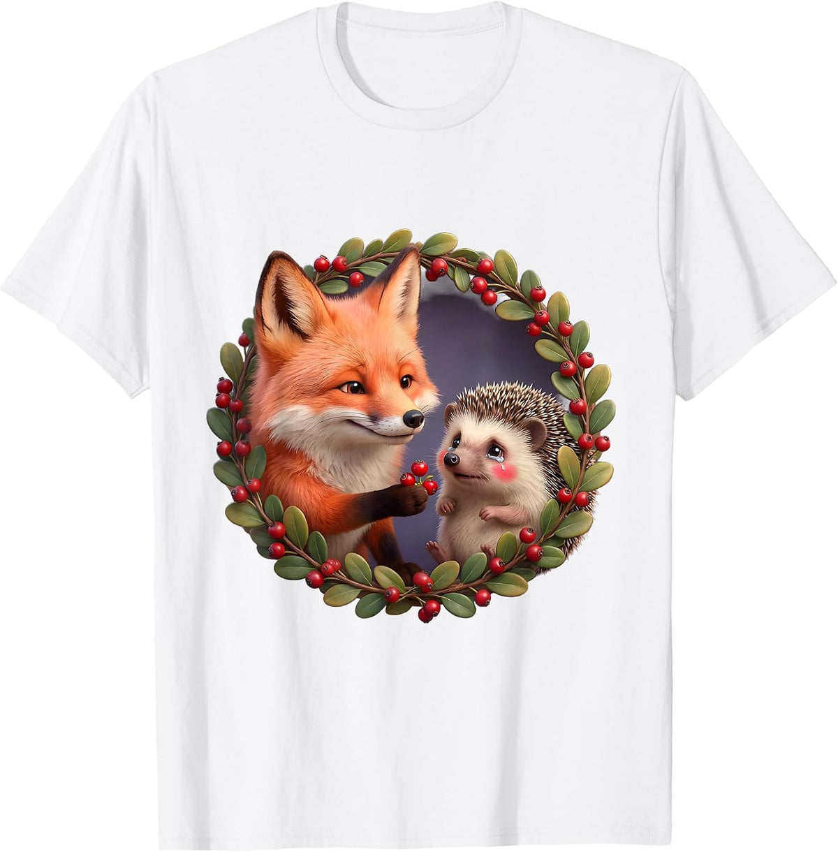 Be Kind Fox and Hedgehog Friendship Design T-Shirt - White