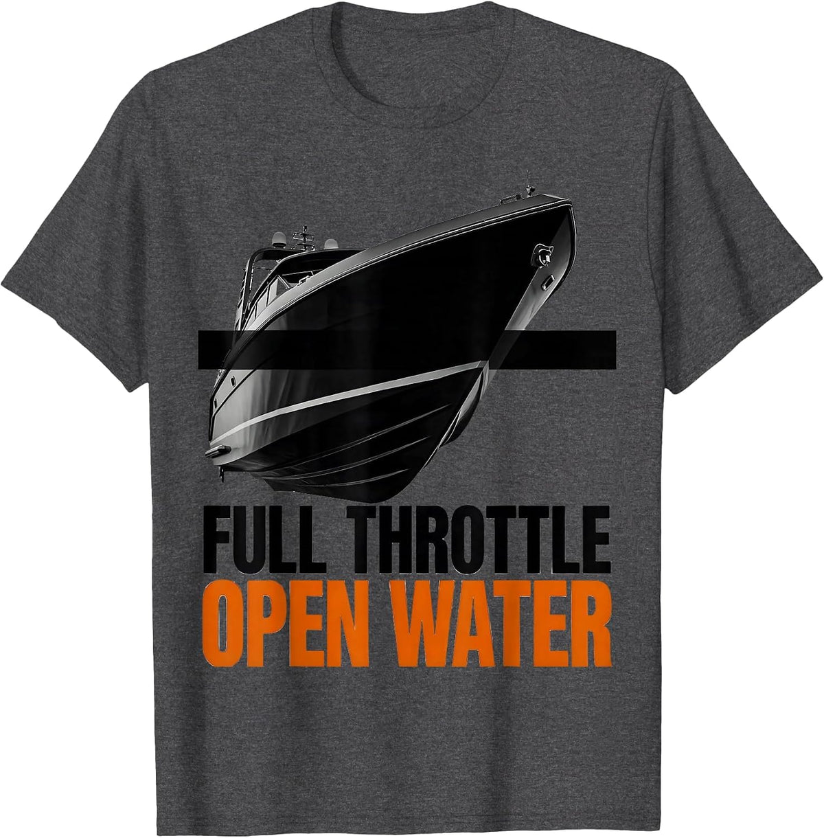Full Throttle Open Water Cruise Design T-Shirt - Dark Heather Grey
