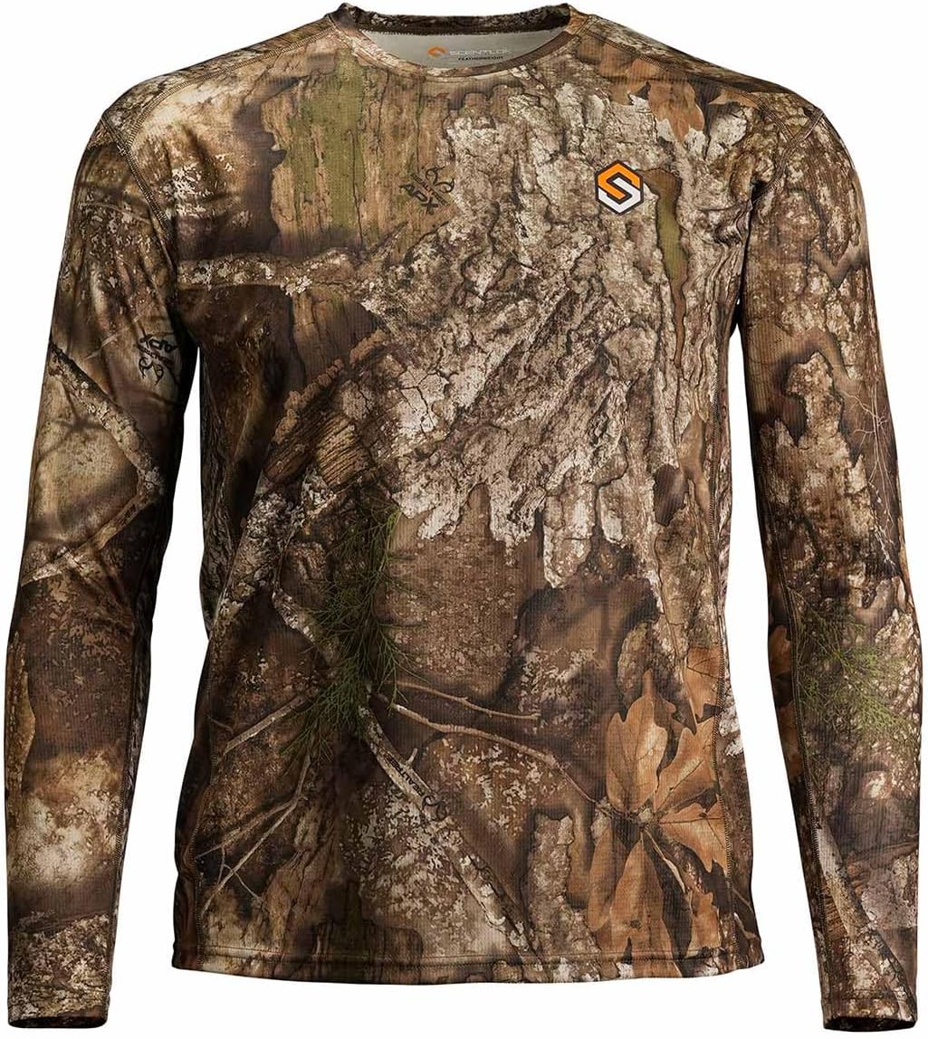 ScentLok Featherweight Long Sleeve Lightweight Camo Hunting Crew Shirt for Men - Realtree Apx