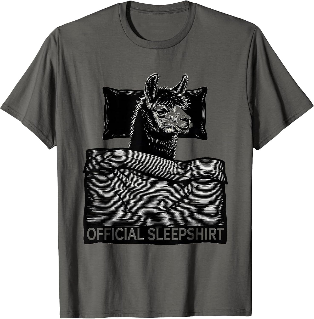 Official Sleepshirt Sleeping Alpaca Cozy Animal Lover Gift T-Shirt - Asphalt Grey