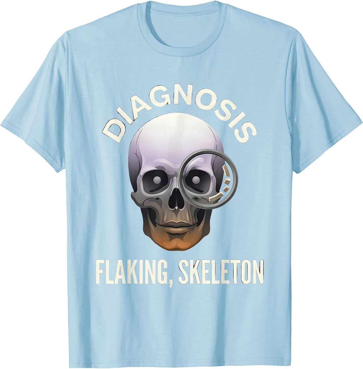 Men's Diagnosis: Flaking Skeleton Halloween Dermatology T-Shirt - Baby Blue