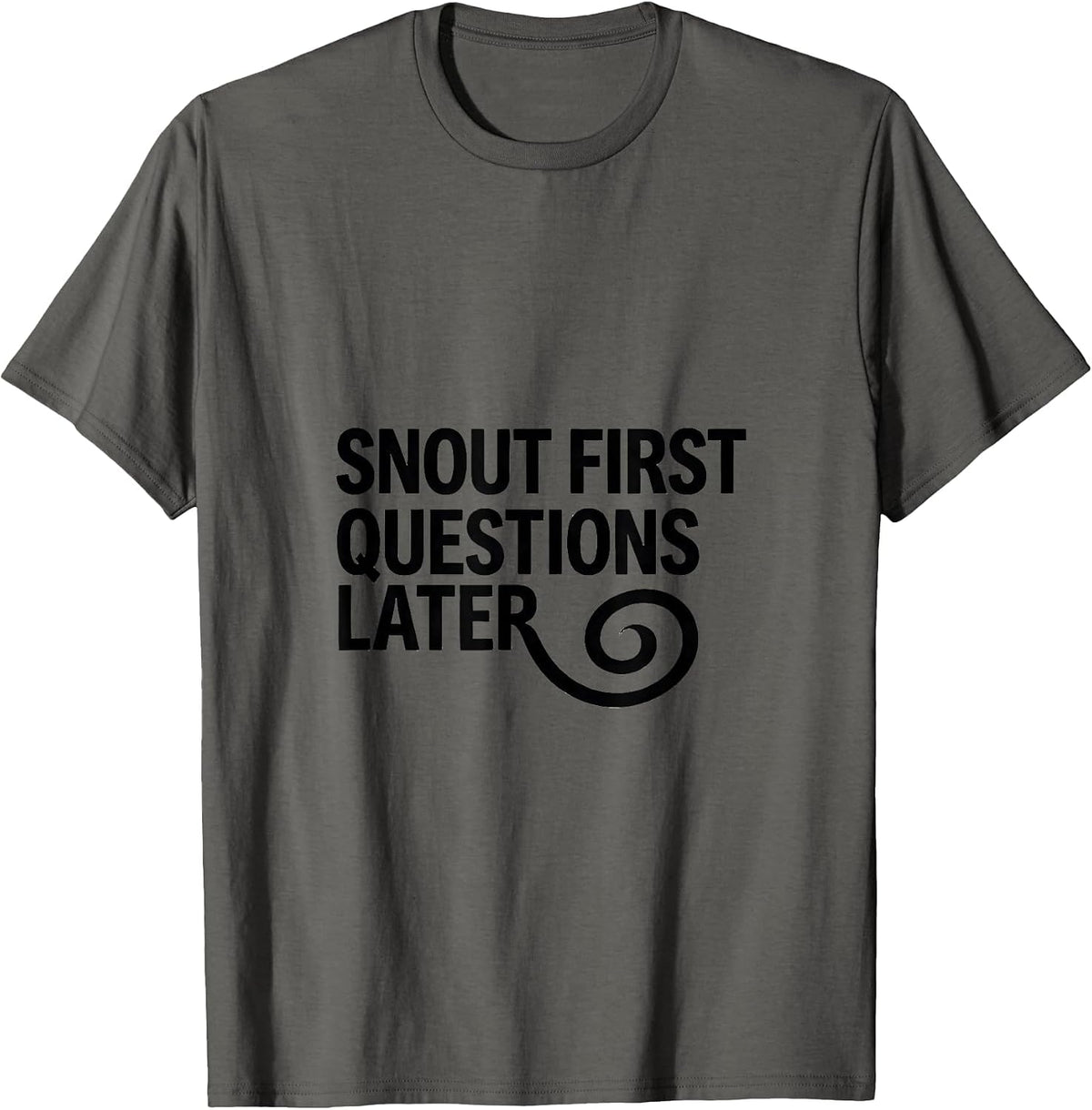 Snout First, Questions Later Funny Guinea Pig Pet Lover T-Shirt - Asphalt Grey