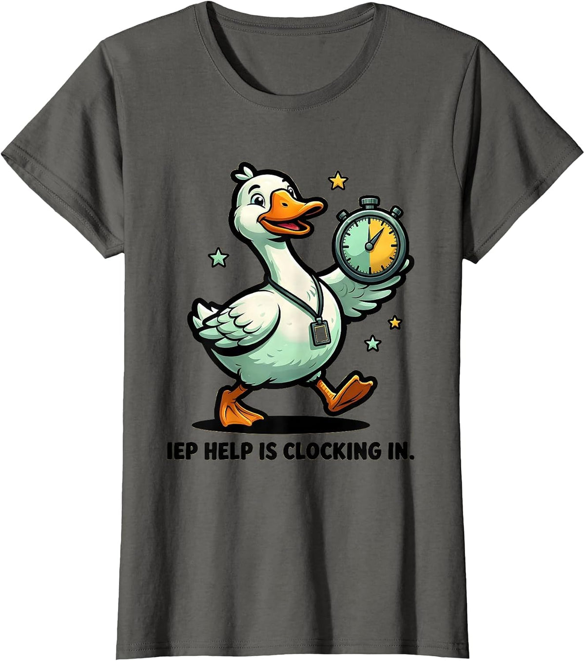 Women's IEP Help Is Clocking In Funny Special Education Teacher SPED T-Shirt - Asphalt Grey