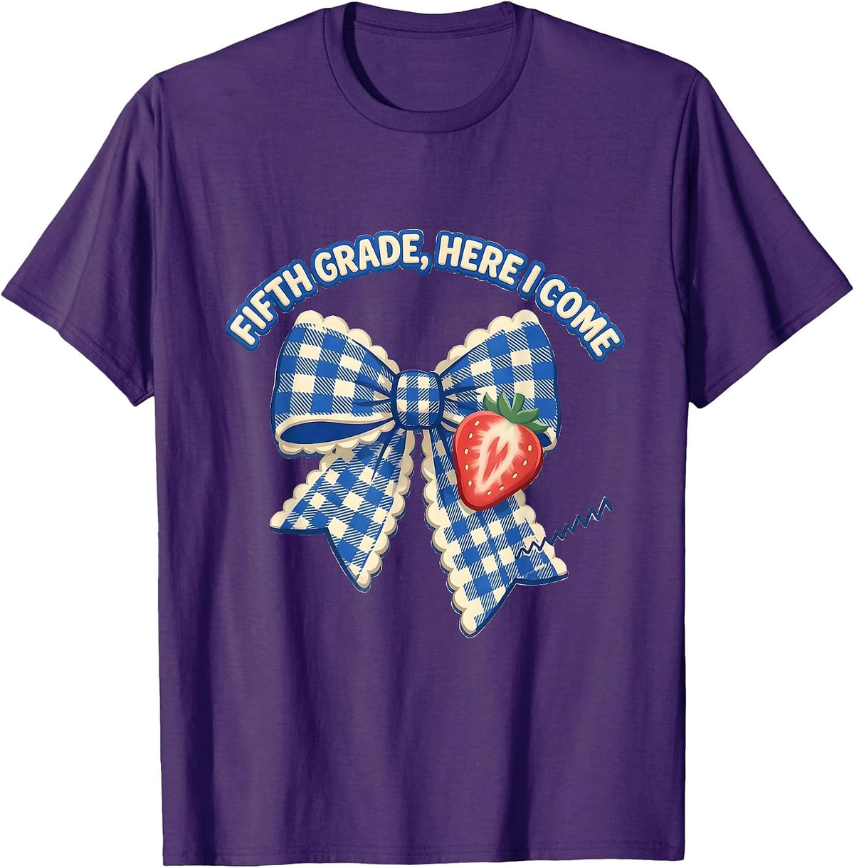 Fifth Grade Here I Come Cute Coquette Bow Back to School T-Shirt - Purple