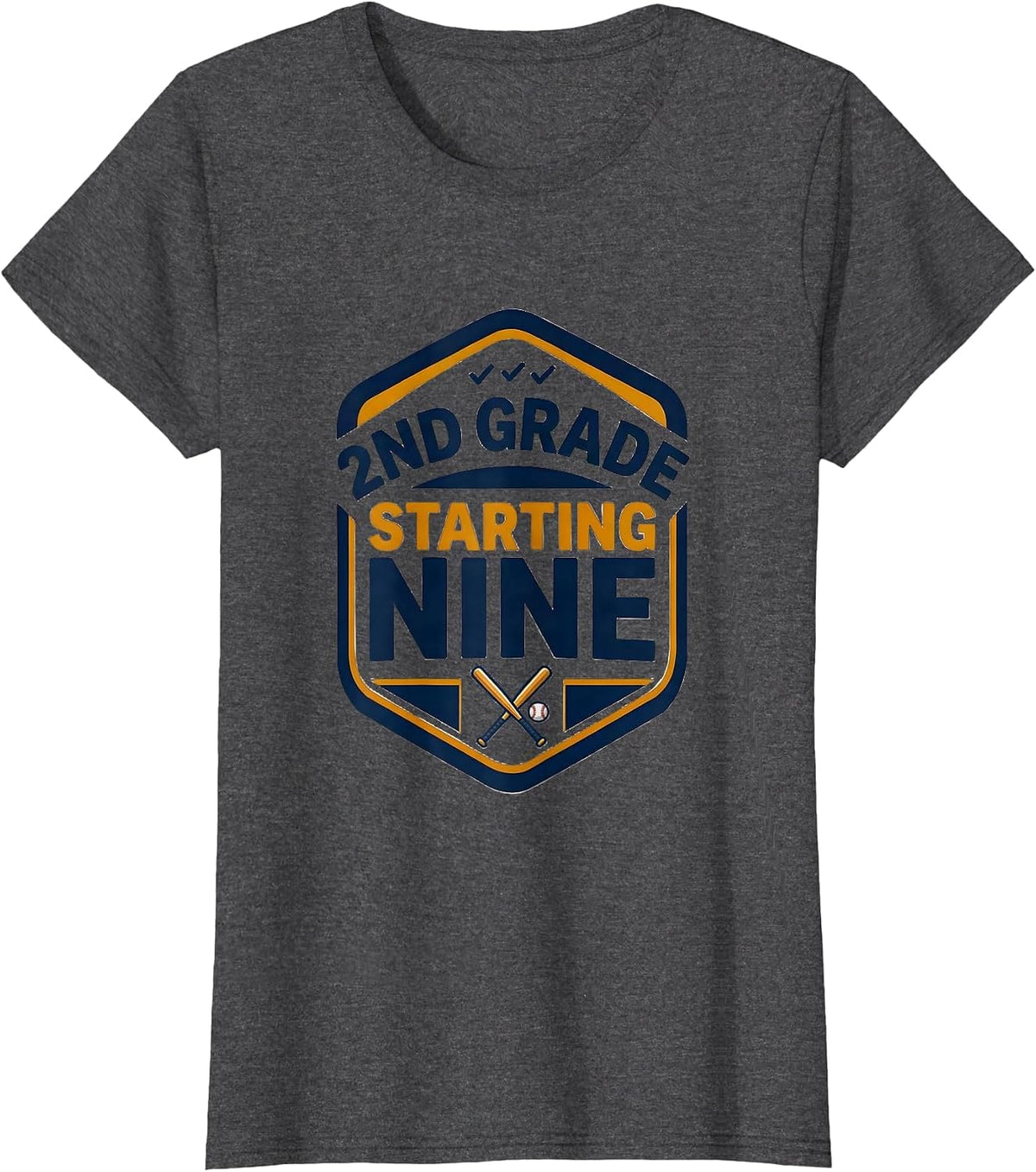 Women's 2nd Grade Starting Nine Back To School Baseball Drip T-Shirt - Dark Heather Grey