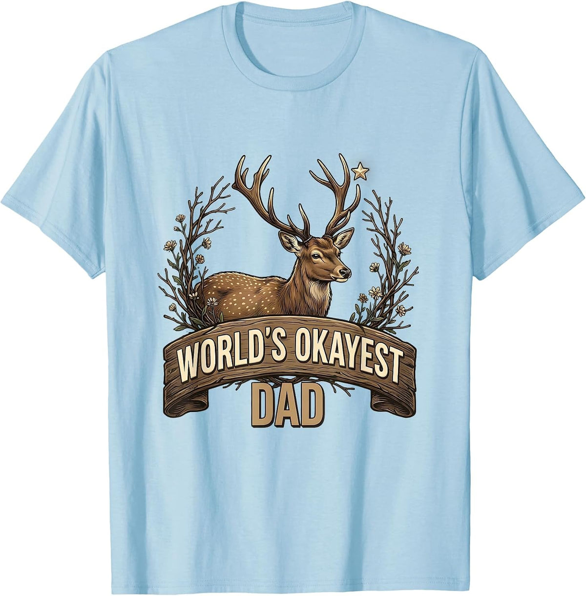 Men's World's Okayest Dad Funny Father Design T-Shirt - Baby Blue