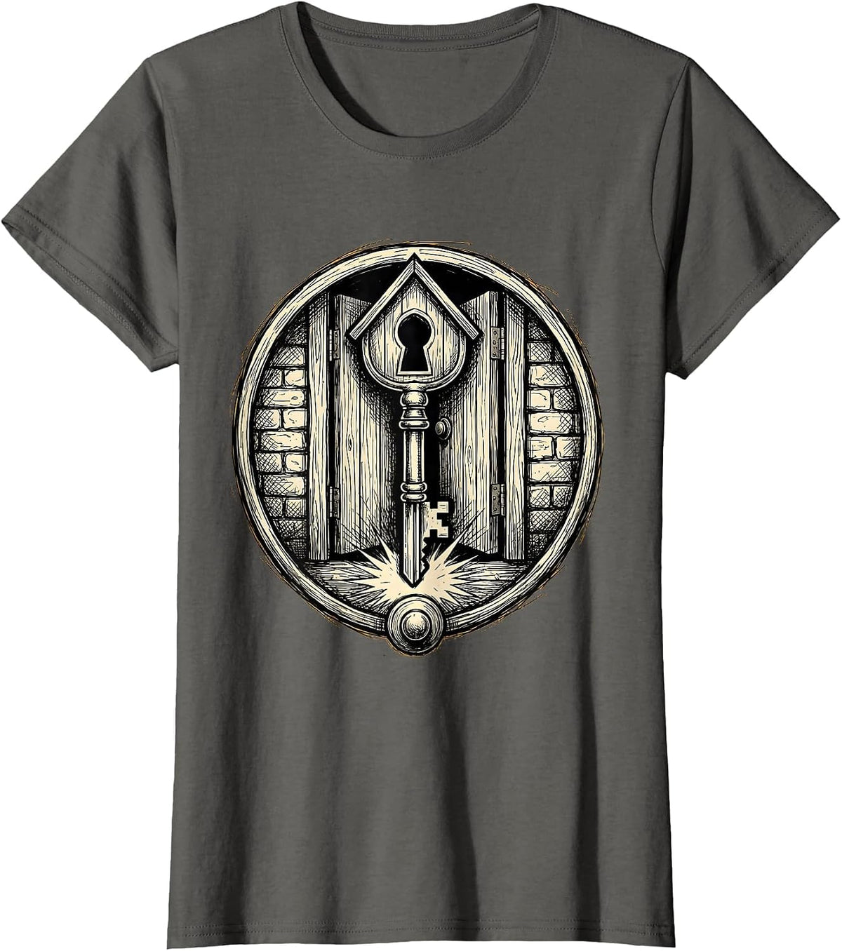 Women's Sped Teacher Giant Key Unlocking School Door T-Shirt - Asphalt Grey
