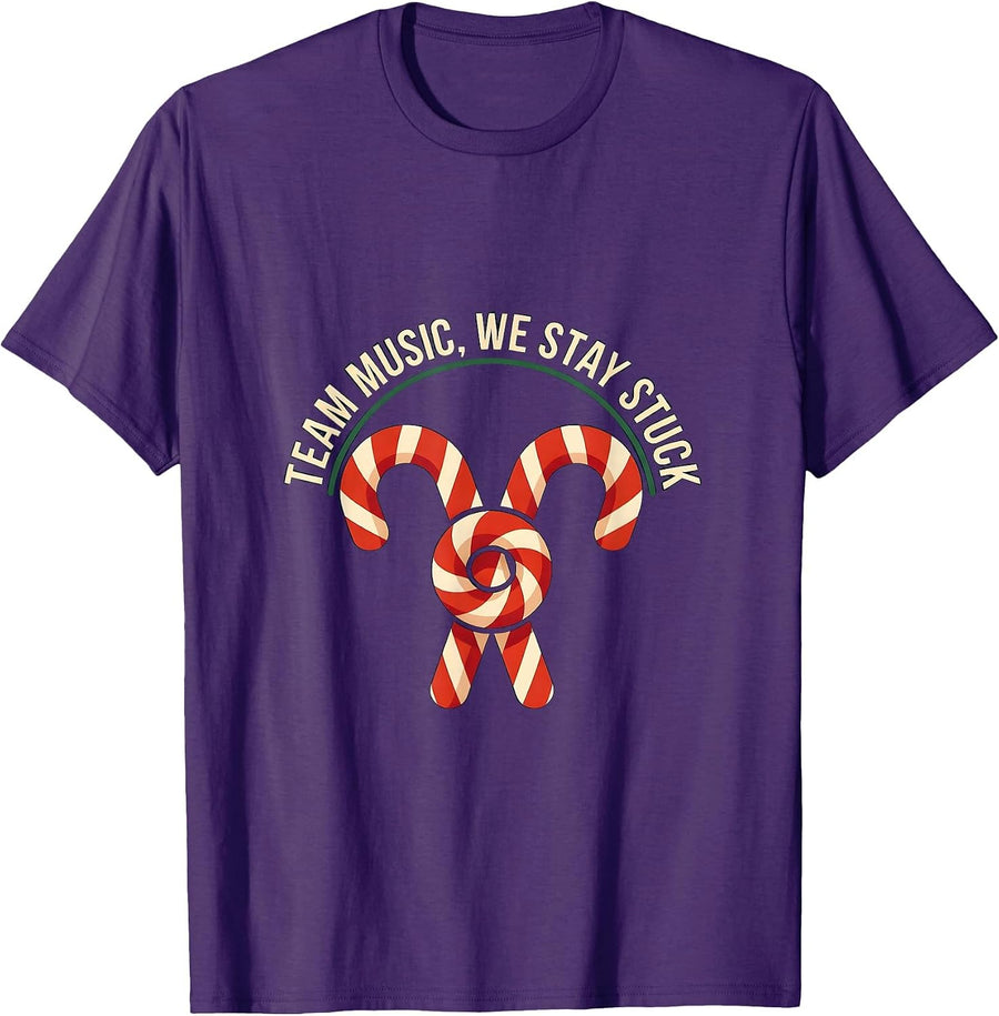 Men's Team Music We Stay Stuck Funny Teacher Christmas Group Gift T-Shirt - Purple