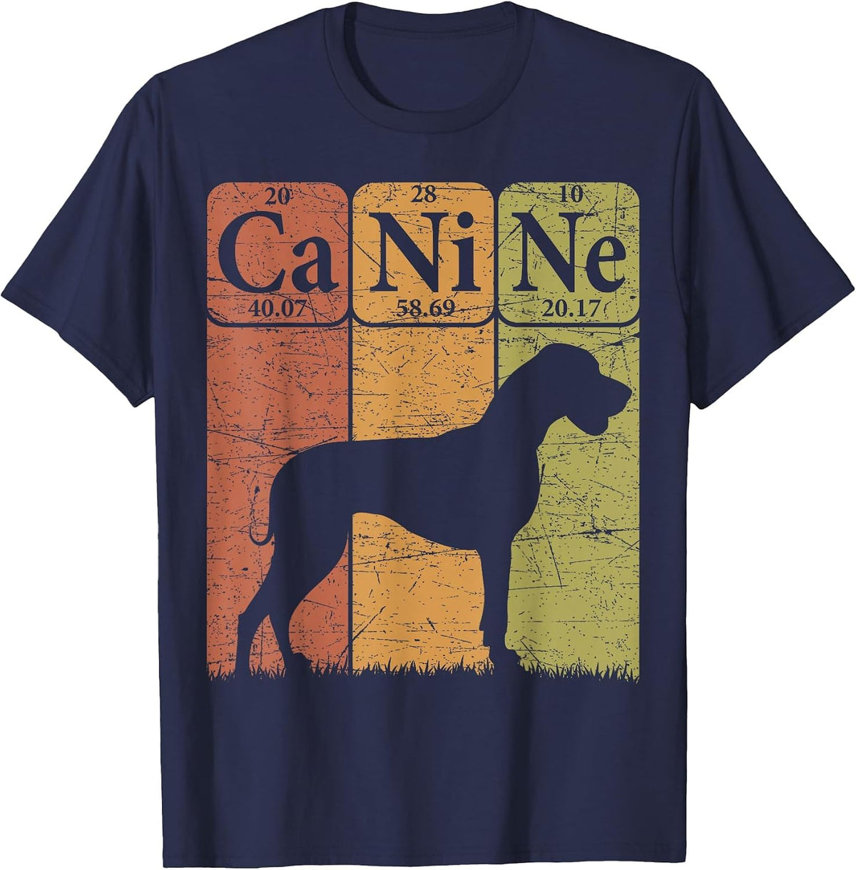 Great Dane Dog Periodic Table Elements Dog Canine T-Shirt - Navy Blue