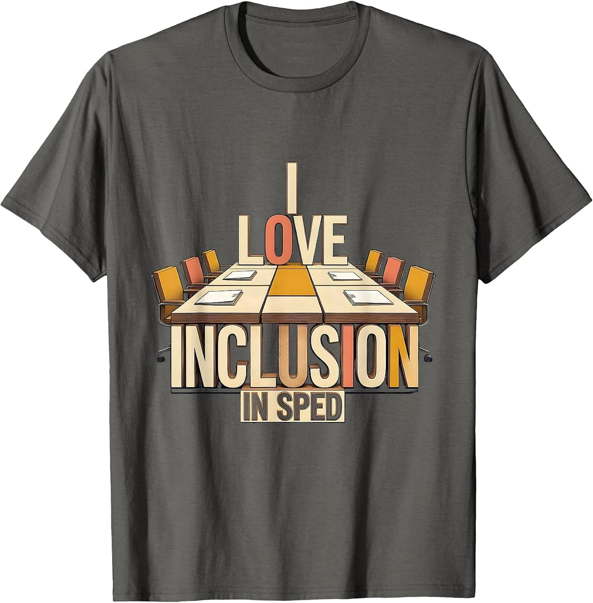 Men's I Love Inclusion In SPED Inspirational Special Education T-Shirt - Asphalt Grey