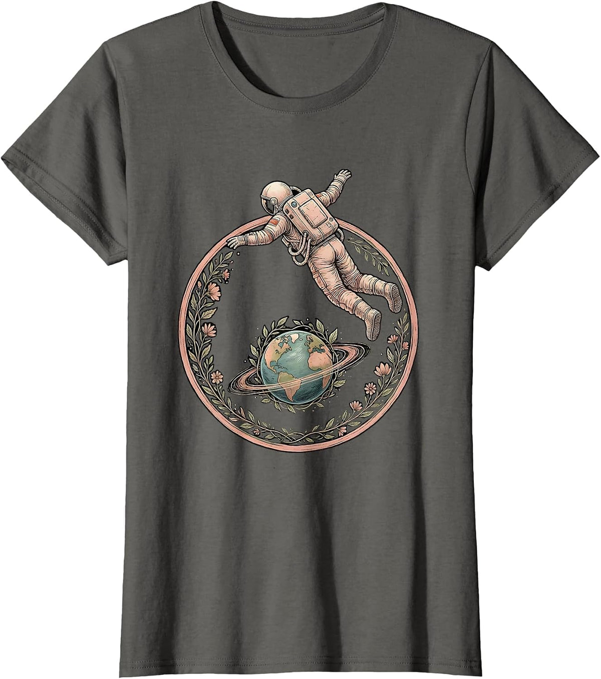 Women's Autism Astronaut Floating Above Colorful Planet T-Shirt - Asphalt Grey